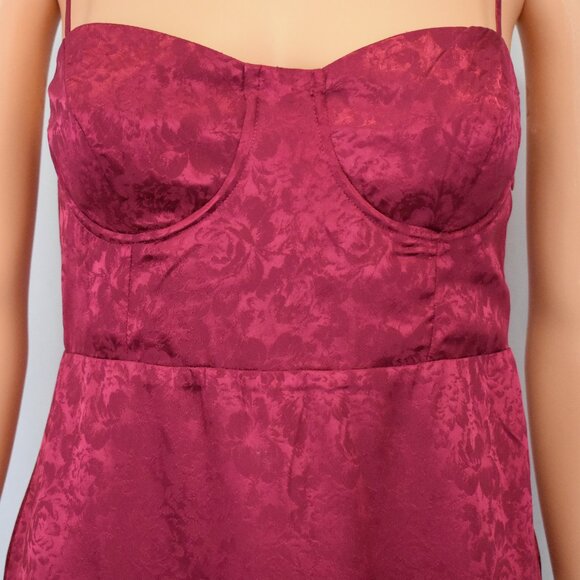 Princess Polly Red Mini Satin Floral Bustier Dress Women's 6 Coquette Romantic - Picture 3 of 10